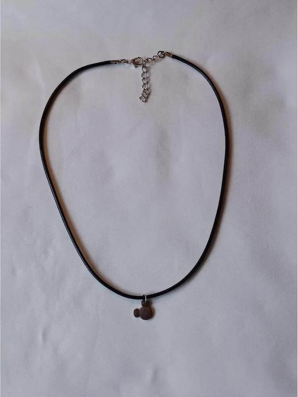 Disney Patinaed Mickey Head Pendant on 18+ Inch Black Cord Necklace - Picture 5 of 6